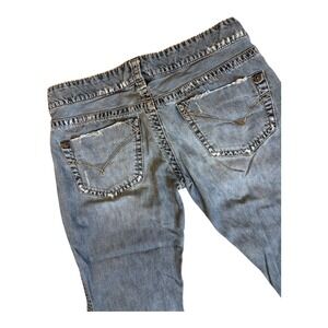 Silver Jeans Co Distressed Medium Wash Denim Capri Cropped Jeans Size 32 CA00508